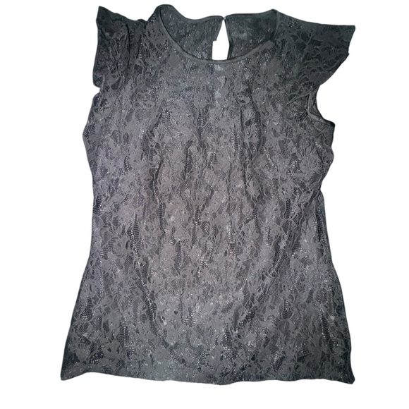 White House Black Market Tops - White House Black Market Gray Lace Blouse